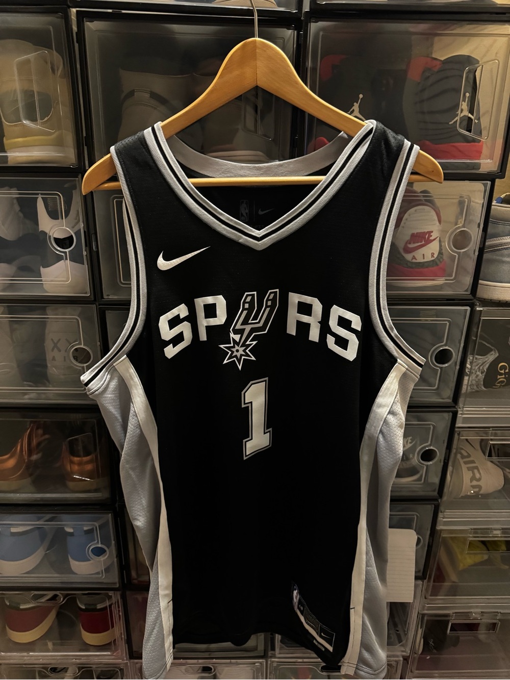 Nike San Antonio Spurs Black and White Basketball Jersey #1